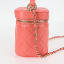 CHANEL Matelasse COCO Mark Vanity Bag Lamb Skin 2way Pink Gold CC Auth BA1724M-4