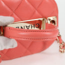 CHANEL Matelasse COCO Mark Vanity Bag Lamb Skin 2way Pink Gold CC Auth BA1724M-7