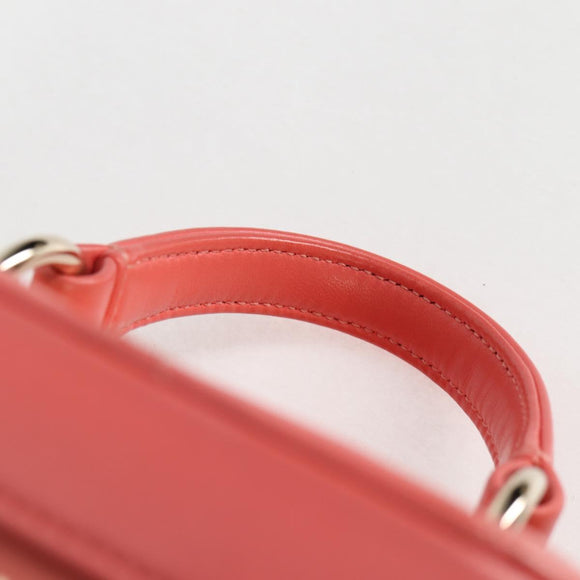 CHANEL Matelasse COCO Mark Vanity Bag Lamb Skin 2way Pink Gold CC Auth BA1724M