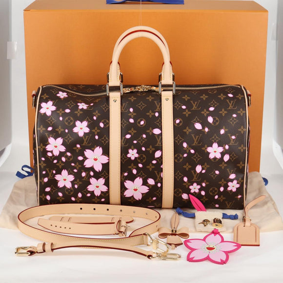 LOUIS VUITTON Cherry Blossom TM Keepall Bandouliere 45 Bag M13752 Auth BA1732SM