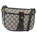 GUCCI GG Supreme Sherry Line Bag PVC Navy Gold Red 89 02 032 Auth BA1735-1