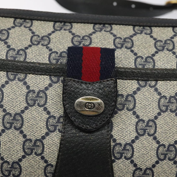 GUCCI GG Supreme Sherry Line Bag PVC Navy Gold Red 89 02 032 Auth BA1735