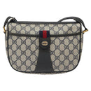 GUCCI GG Supreme Sherry Line Bag PVC Navy Gold Red 89 02 032 Auth BA1735-2