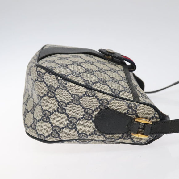 GUCCI GG Supreme Sherry Line Bag PVC Navy Gold Red 89 02 032 Auth BA1735