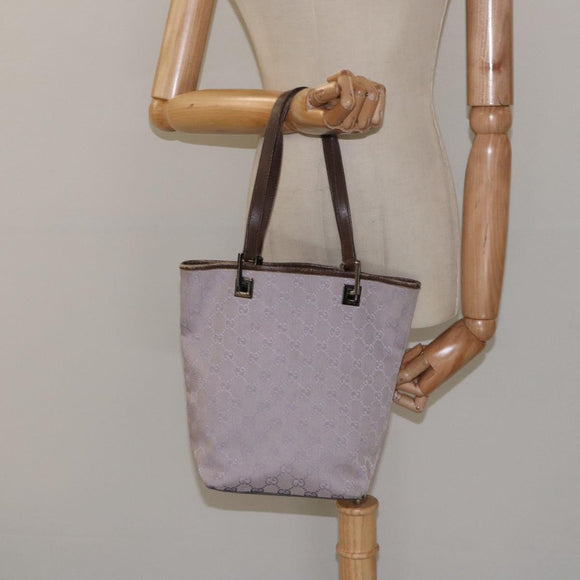 GUCCI GG Canvas Tote Bag Silver Purple 31244 Auth BA1736