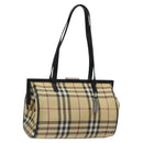 BURBERRY Nova Check Shoulder Bag PVC Beige Auth BA1737-1