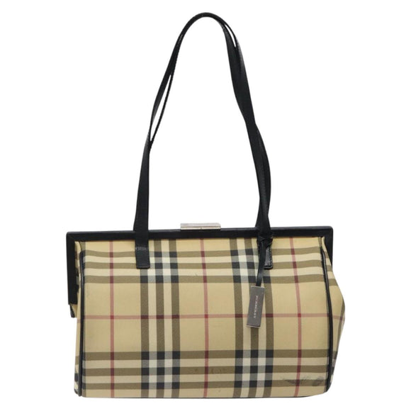 BURBERRY Nova Check Shoulder Bag PVC Beige Auth BA1737