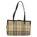 BURBERRY Nova Check Shoulder Bag PVC Beige Auth BA1737-2