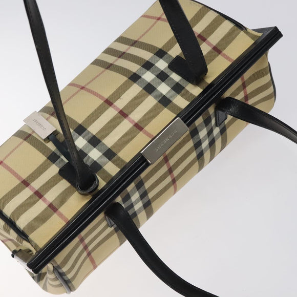 BURBERRY Nova Check Shoulder Bag PVC Beige Auth BA1737