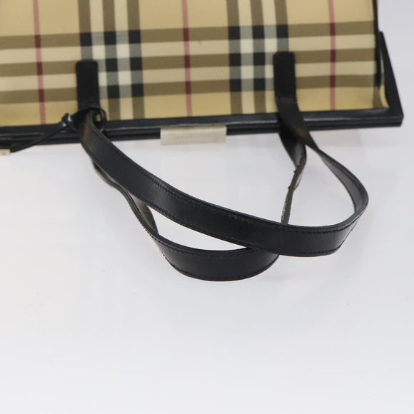 BURBERRY Nova Check Shoulder Bag PVC Beige Auth BA1737