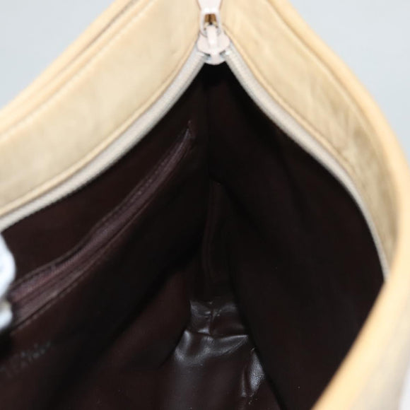 BALLY Quilted Chain Shoulder Bag Leather Beige Gold Auth BA1743