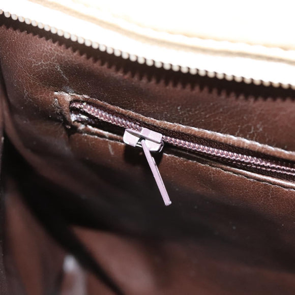 BALLY Quilted Chain Shoulder Bag Leather Beige Gold Auth BA1743