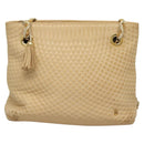 BALLY Quilted Chain Shoulder Bag Leather Beige Gold Auth BA1743-13