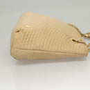 BALLY Quilted Chain Shoulder Bag Leather Beige Gold Auth BA1743-3