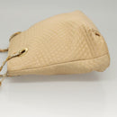 BALLY Quilted Chain Shoulder Bag Leather Beige Gold Auth BA1743-4