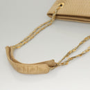BALLY Quilted Chain Shoulder Bag Leather Beige Gold Auth BA1743-7