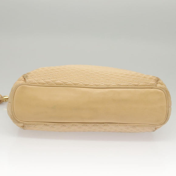 BALLY Quilted Chain Shoulder Bag Leather Beige Gold Auth BA1743