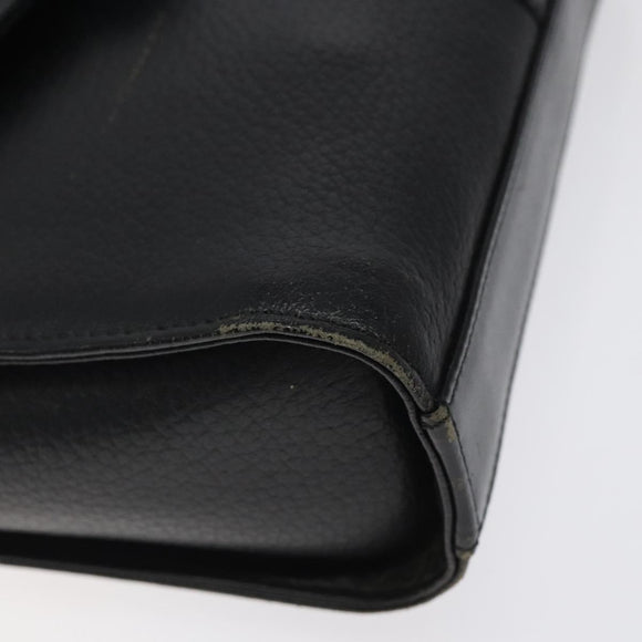 Burberrys Shoulder Bag Leather Black Gold Auth BA1745