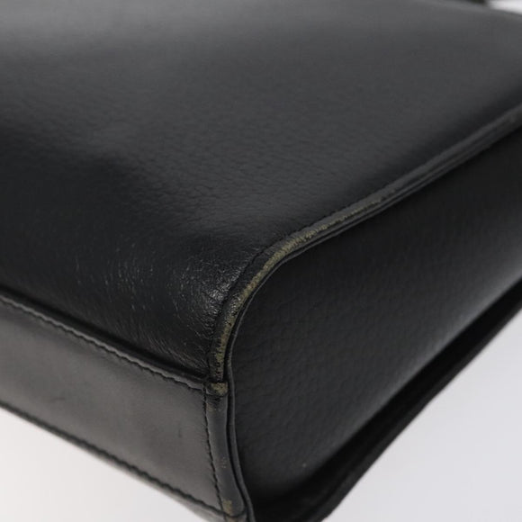 Burberrys Shoulder Bag Leather Black Gold Auth BA1745