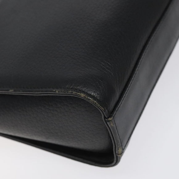 Burberrys Shoulder Bag Leather Black Gold Auth BA1745