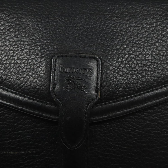 Burberrys Shoulder Bag Leather Black Gold Auth BA1745