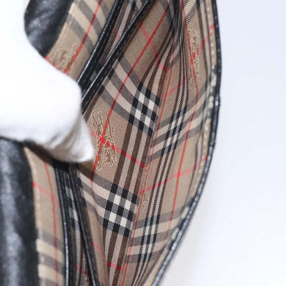 Burberrys Shoulder Bag Leather Black Gold Auth BA1745