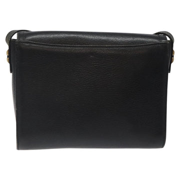 Burberrys Shoulder Bag Leather Black Gold Auth BA1745 - 0