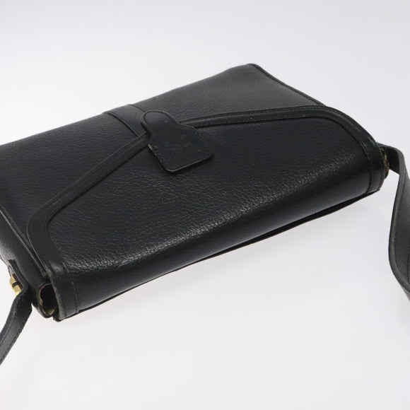 Burberrys Shoulder Bag Leather Black Gold Auth BA1745