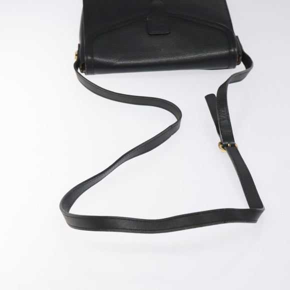 Burberrys Shoulder Bag Leather Black Gold Auth BA1745