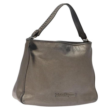 Salvatore Ferragamo Shoulder Bag Leather Champagne Gold Auth BA1746