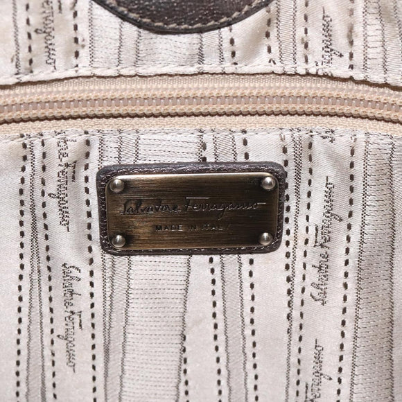 Salvatore Ferragamo Shoulder Bag Leather Champagne Gold Auth BA1746