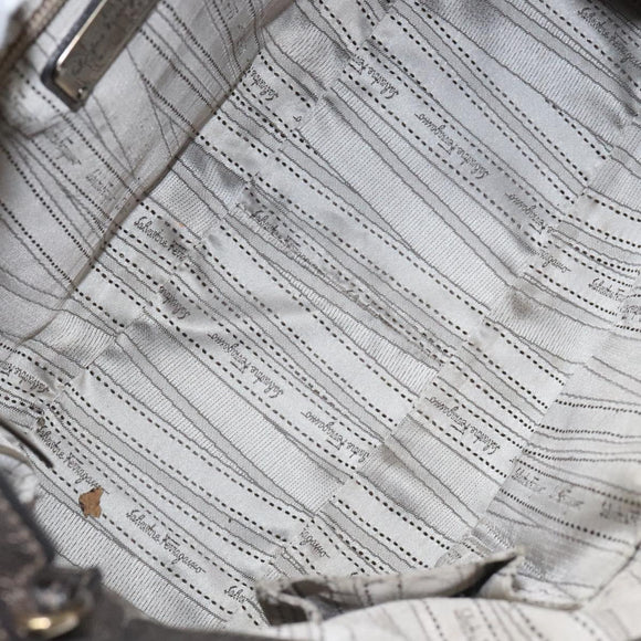 Salvatore Ferragamo Shoulder Bag Leather Champagne Gold Auth BA1746