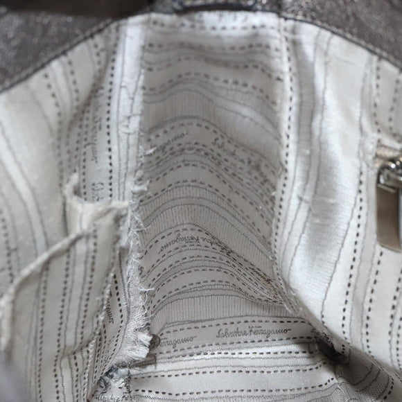 Salvatore Ferragamo Shoulder Bag Leather Champagne Gold Auth BA1746