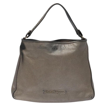 Salvatore Ferragamo Shoulder Bag Leather Champagne Gold Auth BA1746 - 0