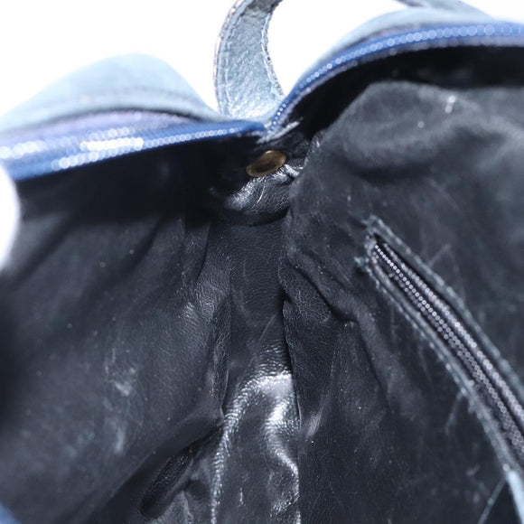 Salvatore Ferragamo Shoulder Bag Suede Navy Gold Auth BA1748