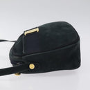 Salvatore Ferragamo Shoulder Bag Suede Navy Gold Auth BA1748-4