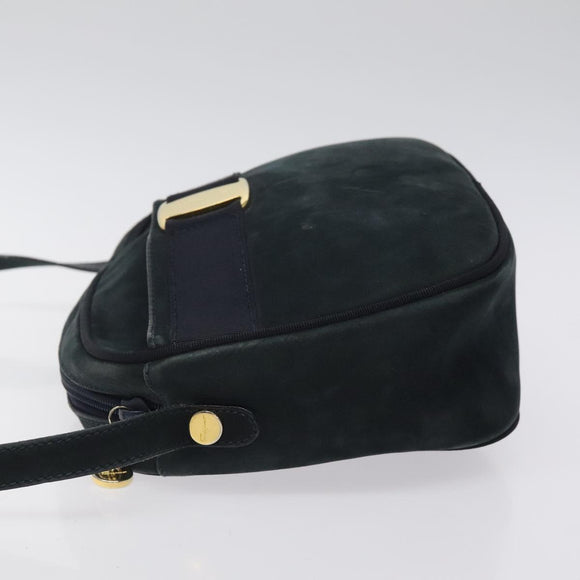 Salvatore Ferragamo Shoulder Bag Suede Navy Gold Auth BA1748