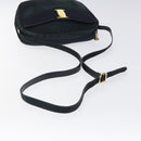 Salvatore Ferragamo Shoulder Bag Suede Navy Gold Auth BA1748-7