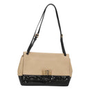 Salvatore Ferragamo Shoulder Bag Taurillon Leather Beige Gold Auth BA1749-1