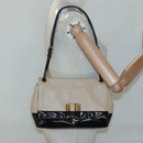 Salvatore Ferragamo Shoulder Bag Taurillon Leather Beige Gold Auth BA1749-21