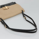 Salvatore Ferragamo Shoulder Bag Taurillon Leather Beige Gold Auth BA1749-7