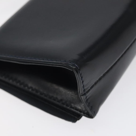 Salvatore Ferragamo Pouch Shoulder Bag Leather Navy Gold Auth BA1758