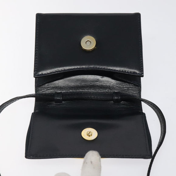 Salvatore Ferragamo Pouch Shoulder Bag Leather Navy Gold Auth BA1758