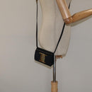 Salvatore Ferragamo Pouch Shoulder Bag Leather Navy Gold Auth BA1758-19