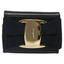 Salvatore Ferragamo Pouch Shoulder Bag Leather Navy Gold Auth BA1758-13