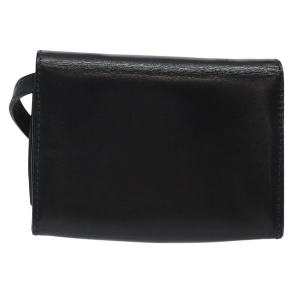 Salvatore Ferragamo Pouch Shoulder Bag Leather Navy Gold Auth BA1758