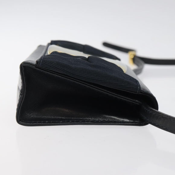 Salvatore Ferragamo Pouch Shoulder Bag Leather Navy Gold Auth BA1758