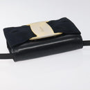 Salvatore Ferragamo Pouch Shoulder Bag Leather Navy Gold Auth BA1758-6