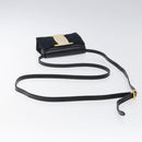 Salvatore Ferragamo Pouch Shoulder Bag Leather Navy Gold Auth BA1758-7