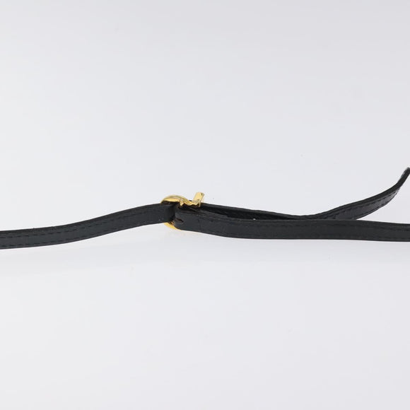 Salvatore Ferragamo Pouch Shoulder Bag Leather Navy Gold Auth BA1758